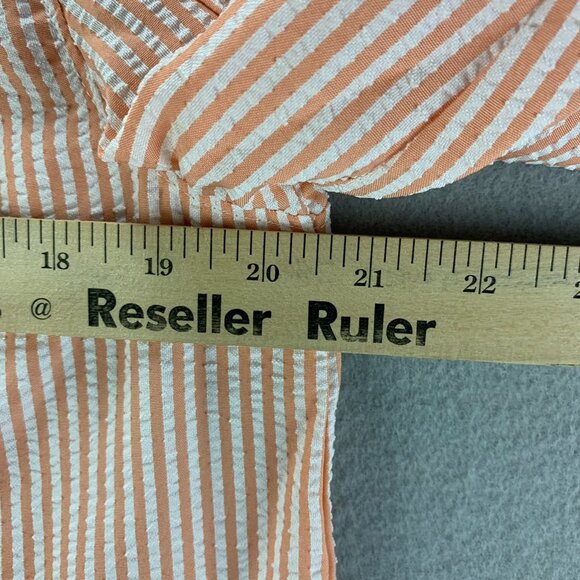 ORVIS Jacket Womens Medium Peach White‎ Striped Full Zip Seersucker Lightweight - Picture 11 of 12